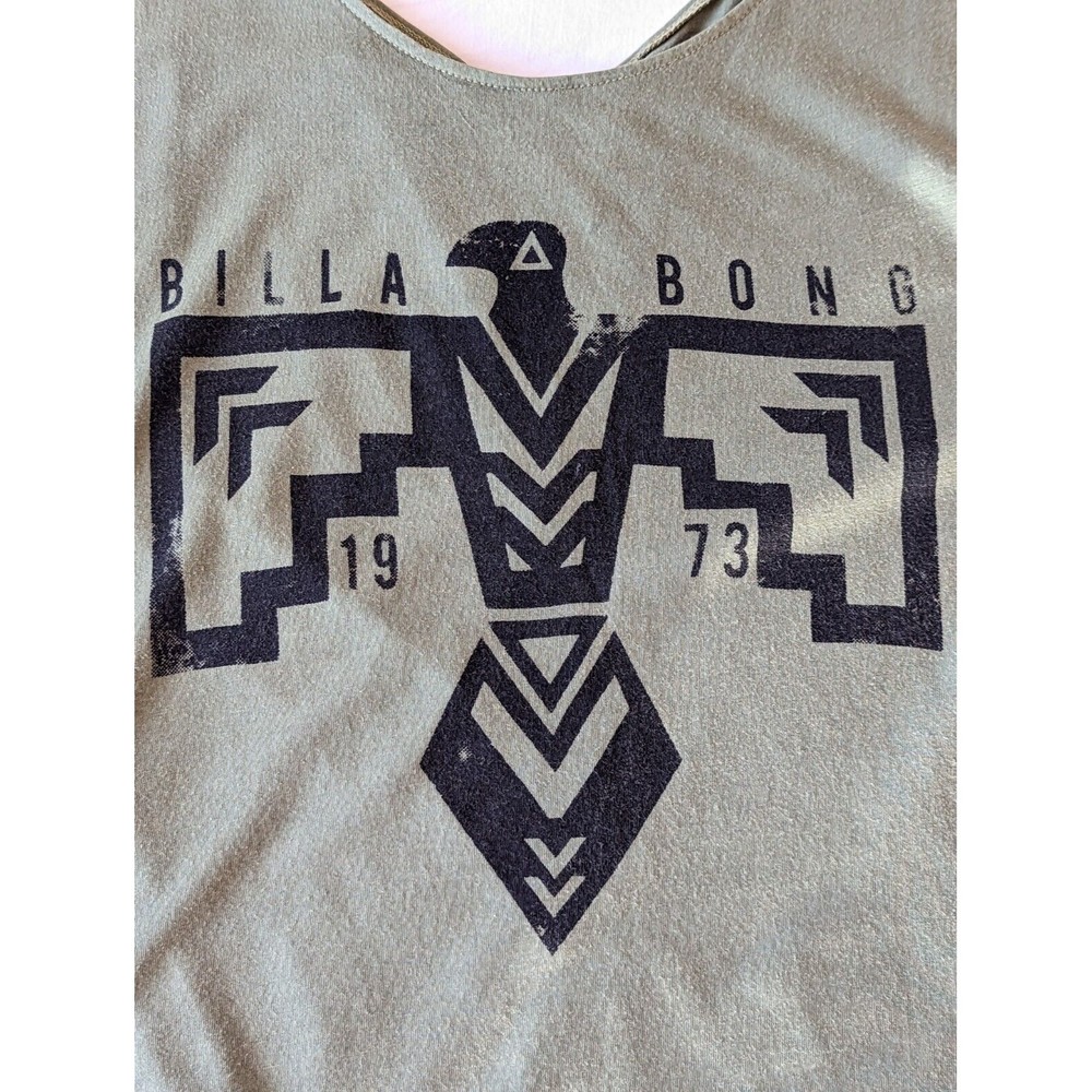 Billabong Tank Top Womens Large Green Scoop Neck Bohemian Shirt Summer Eagle - Picture 3 of 8